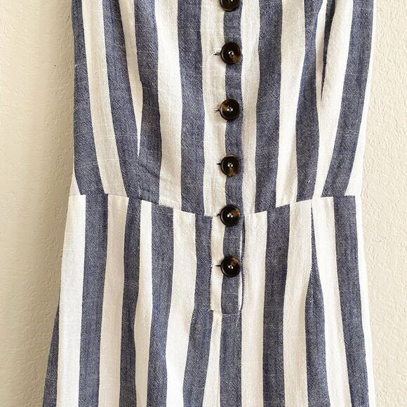 J.O.A. Revolve Womens Blue and White Stripe Linen Cotton Jumpsuit Small - Picture 7 of 13